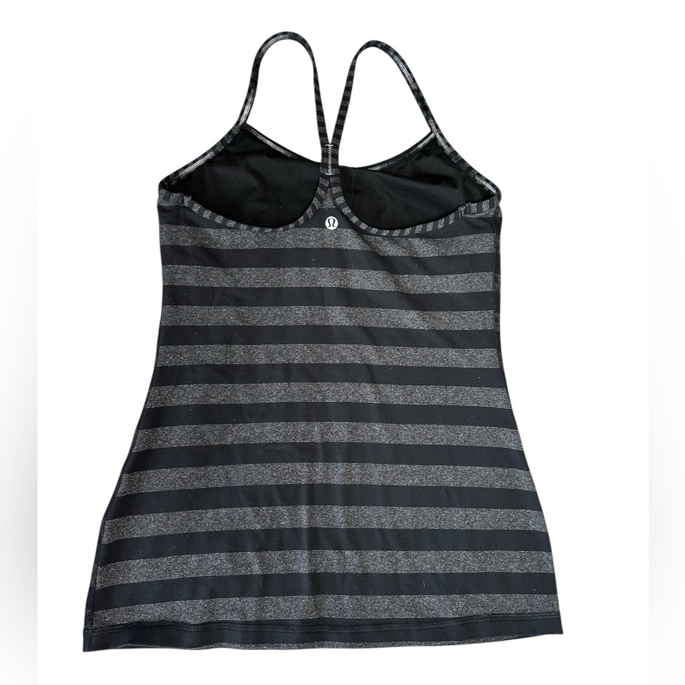 Lululemon Athletica Black and Gray Striped Chemise